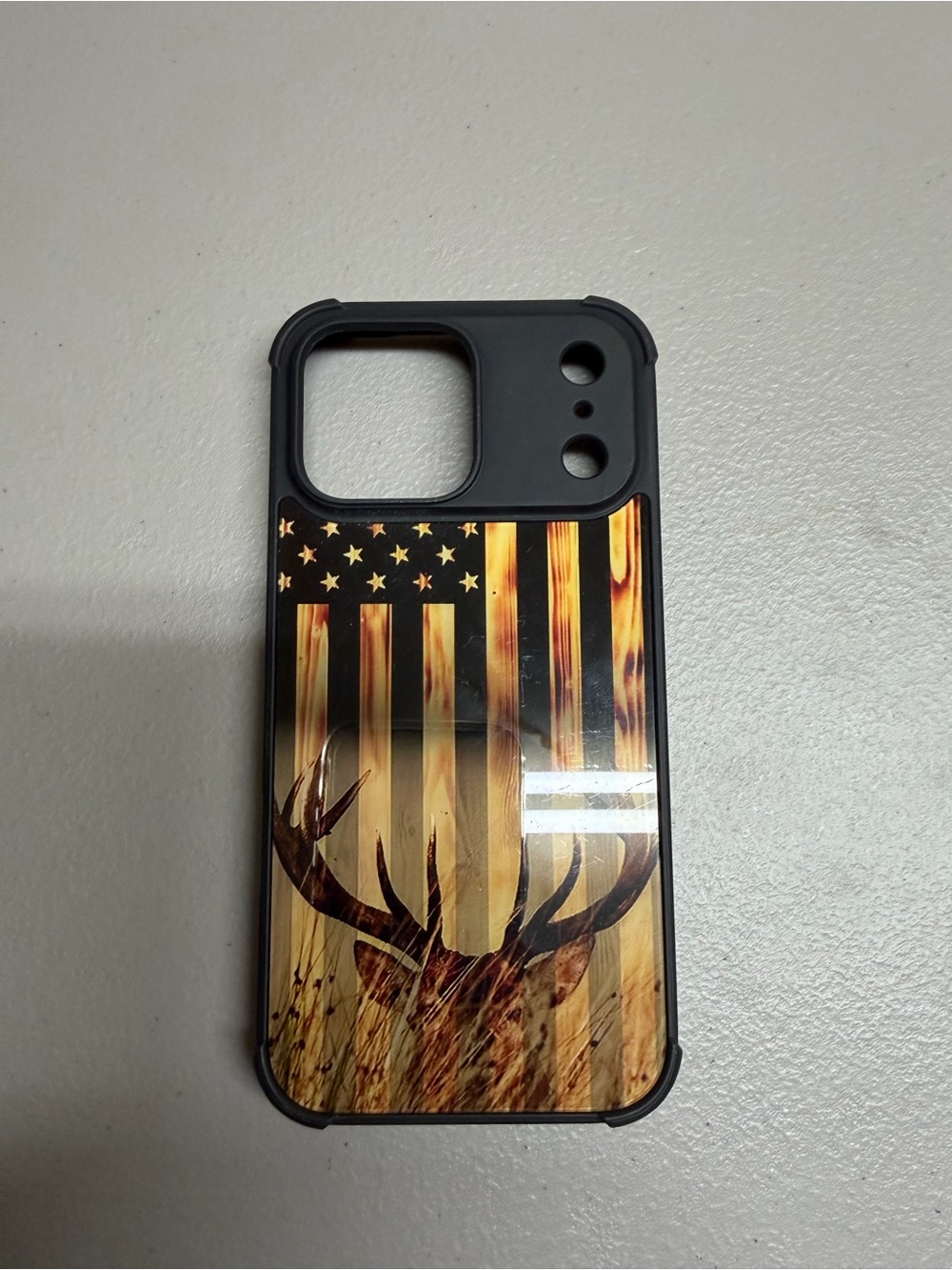 Black Deer & American Flag Protective Phone Case - Black 17 pro max